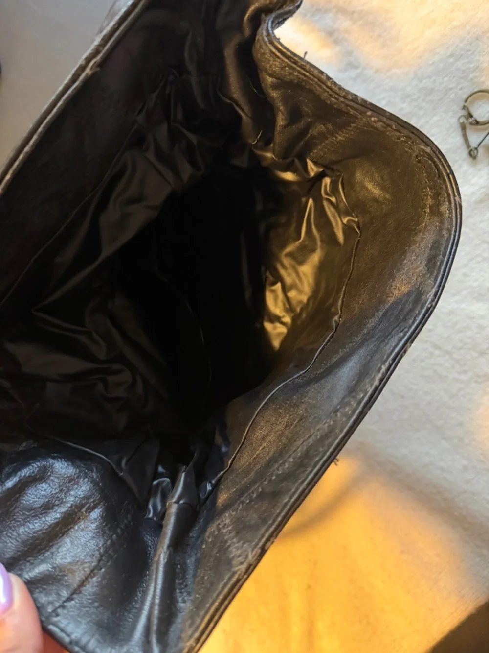 Vintage Y2K Black Leather Shoulder Bag Slouchy Patchwork Hobo Bag